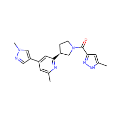 Cc1cc(-c2cnn(C)c2)cc([C@H]2CCN(C(=O)c3cc(C)[nH]n3)C2)n1 ZINC001772605668