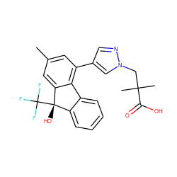 Cc1cc(-c2cnn(CC(C)(C)C(=O)O)c2)c2c(c1)[C@@](O)(C(F)(F)F)c1ccccc1-2 ZINC000143278584