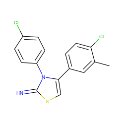 Cc1cc(-c2csc(=N)n2-c2ccc(Cl)cc2)ccc1Cl ZINC000000150681