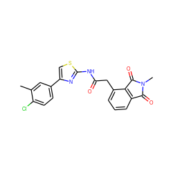 Cc1cc(-c2csc(NC(=O)Cc3cccc4c3C(=O)N(C)C4=O)n2)ccc1Cl ZINC000049037109