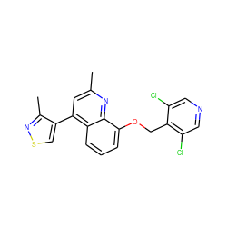 Cc1cc(-c2csnc2C)c2cccc(OCc3c(Cl)cncc3Cl)c2n1 ZINC000043009768