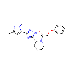 Cc1cc(-c2n[nH]c([C@H]3CCCCN3C(=O)COc3ccccc3)n2)n(C)n1 ZINC000299859388