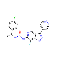 Cc1cc(-c2n[nH]c3c(F)c(NC(=O)N[C@H](C)c4ccc(Cl)cc4)ncc23)ccn1 ZINC000261170571