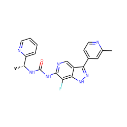 Cc1cc(-c2n[nH]c3c(F)c(NC(=O)N[C@H](C)c4ccccn4)ncc23)ccn1 ZINC000261077313