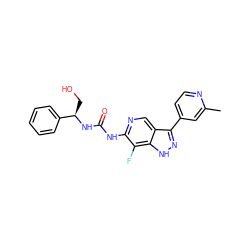 Cc1cc(-c2n[nH]c3c(F)c(NC(=O)N[C@H](CO)c4ccccc4)ncc23)ccn1 ZINC000261150501