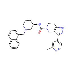 Cc1cc(-c2n[nH]c3c2CN(C(=O)N[C@@H]2CCCN(Cc4cccc5ccccc45)C2)CC3)ccn1 ZINC000145822505