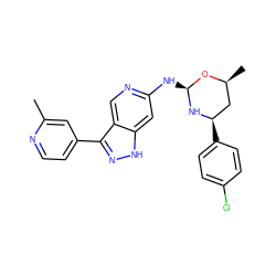 Cc1cc(-c2n[nH]c3cc(N[C@@H]4N[C@H](c5ccc(Cl)cc5)C[C@H](C)O4)ncc23)ccn1 ZINC000473236370