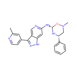 Cc1cc(-c2n[nH]c3cc(N[C@H]4N[C@@H](c5ccccc5)CN(C)O4)ncc23)ccn1 ZINC000473233282