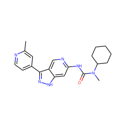 Cc1cc(-c2n[nH]c3cc(NC(=O)N(C)C4CCCCC4)ncc23)ccn1 ZINC000261145809