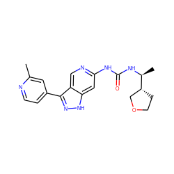 Cc1cc(-c2n[nH]c3cc(NC(=O)N[C@@H](C)[C@@H]4CCOC4)ncc23)ccn1 ZINC000261154876