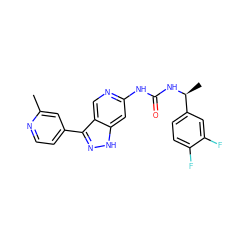 Cc1cc(-c2n[nH]c3cc(NC(=O)N[C@@H](C)c4ccc(F)c(F)c4)ncc23)ccn1 ZINC000219760993