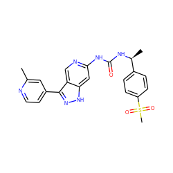 Cc1cc(-c2n[nH]c3cc(NC(=O)N[C@@H](C)c4ccc(S(C)(=O)=O)cc4)ncc23)ccn1 ZINC000261078670