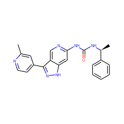 Cc1cc(-c2n[nH]c3cc(NC(=O)N[C@@H](C)c4ccccc4)ncc23)ccn1 ZINC000205437049