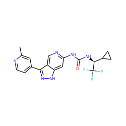 Cc1cc(-c2n[nH]c3cc(NC(=O)N[C@@H](C4CC4)C(F)(F)F)ncc23)ccn1 ZINC000205446025