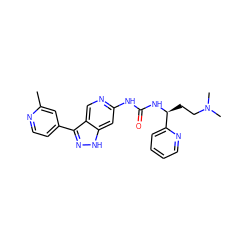 Cc1cc(-c2n[nH]c3cc(NC(=O)N[C@@H](CCN(C)C)c4ccccn4)ncc23)ccn1 ZINC000261154315