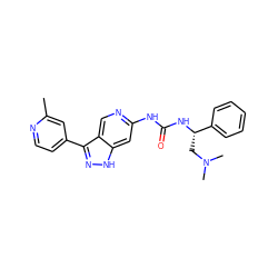 Cc1cc(-c2n[nH]c3cc(NC(=O)N[C@@H](CN(C)C)c4ccccc4)ncc23)ccn1 ZINC000261186951