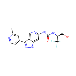 Cc1cc(-c2n[nH]c3cc(NC(=O)N[C@@H](CO)C(F)(F)F)ncc23)ccn1 ZINC000219747527