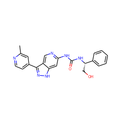 Cc1cc(-c2n[nH]c3cc(NC(=O)N[C@@H](CO)c4ccccc4)ncc23)ccn1 ZINC000205437094