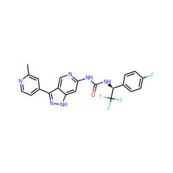 Cc1cc(-c2n[nH]c3cc(NC(=O)N[C@@H](c4ccc(F)cc4)C(F)(F)F)ncc23)ccn1 ZINC000261122751