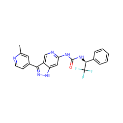 Cc1cc(-c2n[nH]c3cc(NC(=O)N[C@@H](c4ccccc4)C(F)(F)F)ncc23)ccn1 ZINC000205439055