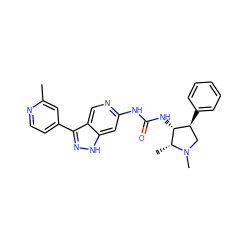 Cc1cc(-c2n[nH]c3cc(NC(=O)N[C@@H]4[C@@H](c5ccccc5)CN(C)[C@@H]4C)ncc23)ccn1 ZINC000261093115