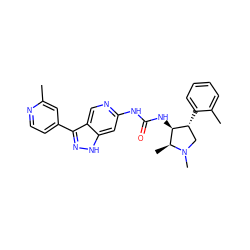 Cc1cc(-c2n[nH]c3cc(NC(=O)N[C@@H]4[C@H](C)N(C)C[C@H]4c4ccccc4C)ncc23)ccn1 ZINC000261122645