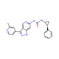 Cc1cc(-c2n[nH]c3cc(NC(=O)N[C@@H]4C[C@H]4c4ccccc4)ncc23)ccn1 ZINC000219759947