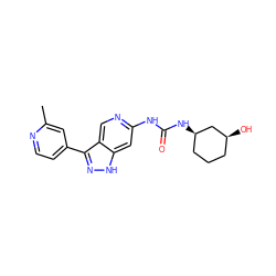 Cc1cc(-c2n[nH]c3cc(NC(=O)N[C@@H]4CCC[C@H](O)C4)ncc23)ccn1 ZINC000219750320