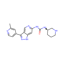 Cc1cc(-c2n[nH]c3cc(NC(=O)N[C@@H]4CCCNC4)ncc23)ccn1 ZINC000205435818