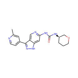 Cc1cc(-c2n[nH]c3cc(NC(=O)N[C@@H]4CCCOC4)ncc23)ccn1 ZINC000261089802