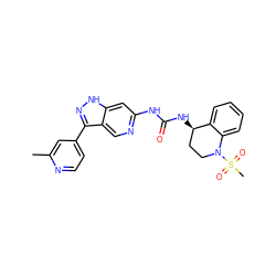 Cc1cc(-c2n[nH]c3cc(NC(=O)N[C@@H]4CCN(S(C)(=O)=O)c5ccccc54)ncc23)ccn1 ZINC000219748926