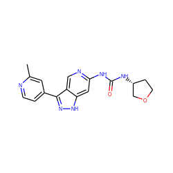 Cc1cc(-c2n[nH]c3cc(NC(=O)N[C@@H]4CCOC4)ncc23)ccn1 ZINC000261192471