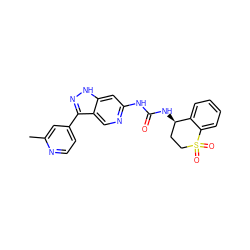 Cc1cc(-c2n[nH]c3cc(NC(=O)N[C@@H]4CCS(=O)(=O)c5ccccc54)ncc23)ccn1 ZINC000219754331