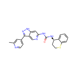 Cc1cc(-c2n[nH]c3cc(NC(=O)N[C@@H]4CCSc5ccccc54)ncc23)ccn1 ZINC000261158095