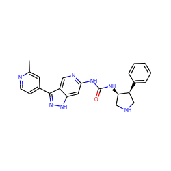 Cc1cc(-c2n[nH]c3cc(NC(=O)N[C@@H]4CNC[C@@H]4c4ccccc4)ncc23)ccn1 ZINC000219746425