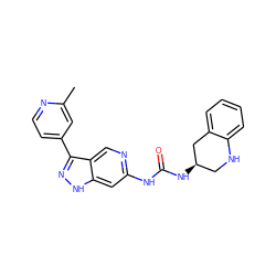 Cc1cc(-c2n[nH]c3cc(NC(=O)N[C@@H]4CNc5ccccc5C4)ncc23)ccn1 ZINC000261181081