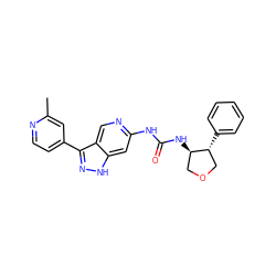 Cc1cc(-c2n[nH]c3cc(NC(=O)N[C@@H]4COC[C@H]4c4ccccc4)ncc23)ccn1 ZINC000261126374