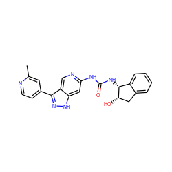 Cc1cc(-c2n[nH]c3cc(NC(=O)N[C@@H]4c5ccccc5C[C@@H]4O)ncc23)ccn1 ZINC000219748610