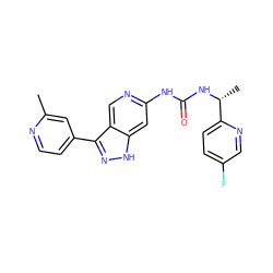 Cc1cc(-c2n[nH]c3cc(NC(=O)N[C@H](C)c4ccc(F)cn4)ncc23)ccn1 ZINC000219764927