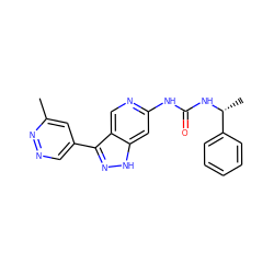 Cc1cc(-c2n[nH]c3cc(NC(=O)N[C@H](C)c4ccccc4)ncc23)cnn1 ZINC000261189562