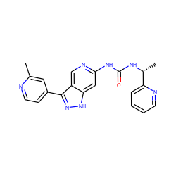 Cc1cc(-c2n[nH]c3cc(NC(=O)N[C@H](C)c4ccccn4)ncc23)ccn1 ZINC000261101968