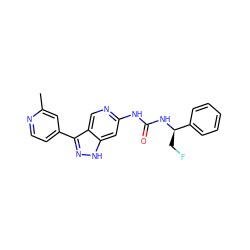 Cc1cc(-c2n[nH]c3cc(NC(=O)N[C@H](CF)c4ccccc4)ncc23)ccn1 ZINC000261102890