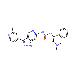 Cc1cc(-c2n[nH]c3cc(NC(=O)N[C@H](CN(C)C)c4ccccc4)ncc23)ccn1 ZINC000261186952