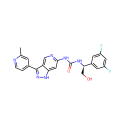 Cc1cc(-c2n[nH]c3cc(NC(=O)N[C@H](CO)c4cc(F)cc(F)c4)ncc23)ccn1 ZINC000261174788