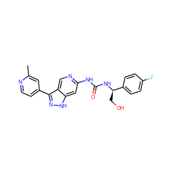 Cc1cc(-c2n[nH]c3cc(NC(=O)N[C@H](CO)c4ccc(F)cc4)ncc23)ccn1 ZINC000261165245