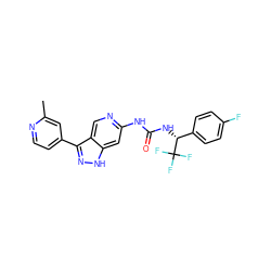 Cc1cc(-c2n[nH]c3cc(NC(=O)N[C@H](c4ccc(F)cc4)C(F)(F)F)ncc23)ccn1 ZINC000219749745