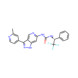 Cc1cc(-c2n[nH]c3cc(NC(=O)N[C@H](c4ccccc4)C(F)(F)F)ncc23)ccn1 ZINC000205440272