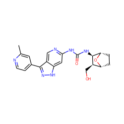 Cc1cc(-c2n[nH]c3cc(NC(=O)N[C@H]4[C@@H]5CC[C@@H](O5)[C@H]4CO)ncc23)ccn1 ZINC000261150064