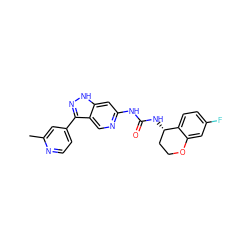 Cc1cc(-c2n[nH]c3cc(NC(=O)N[C@H]4CCOc5cc(F)ccc54)ncc23)ccn1 ZINC000218541887