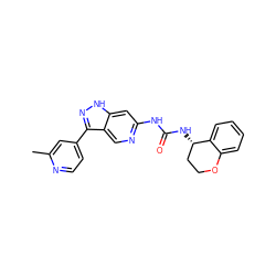 Cc1cc(-c2n[nH]c3cc(NC(=O)N[C@H]4CCOc5ccccc54)ncc23)ccn1 ZINC000261177864